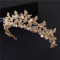 2019 New Fashion Magnificent Gold color Crystal Bridal Tiaras with Flower Wedding Crown for Bride Wedding Pageant Hair Jewelry