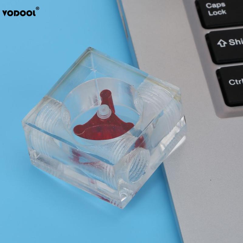 VODOOL Water Flow Meter Acrylic G1/4" Square 3 Impeller Indicator Adhesive Flow Meter for Computer PC Water Cooling System