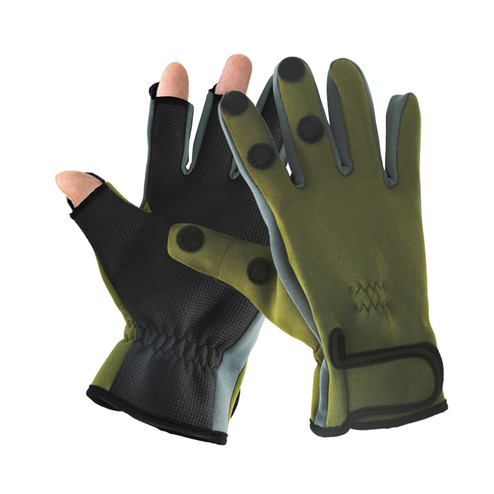 Waterproof winter warm Fishing Gloves Men 3 Half-Finger Breathable Anti-Slip Glove Neoprene&PU Sports Cycling Hiking Gloves