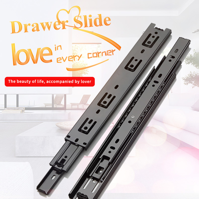 Drawer Slide Rail 4-24 Inch Ball Bearing Three Fold Full Extended Furniture Hardware