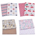 2PCS Printed Star Flower 100% Cotton Fabric, Sewing Children's Sheets & Clothing, Quilting Fat Quarters Baby Textile Fabric