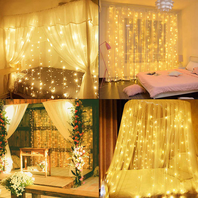 3x3m Fairy Curtain Light LED Remote Control USB Garland String Lights for Home Bedroom Window Holiday Christmas Party Decoration