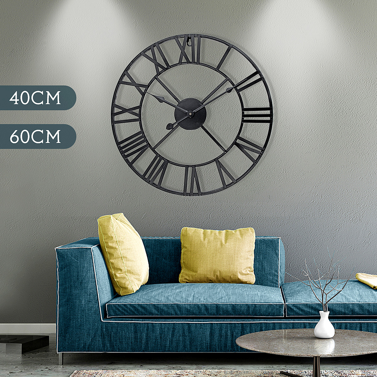 Newest 40cm/60cm Wall Clock Vintage Home Decor Livingroom Roman Round Shape Wall DecorativeHome Decoration Accessories Clock