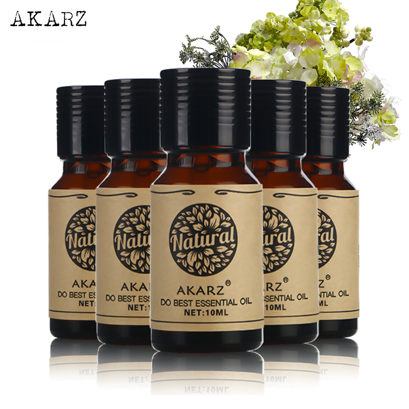 AKARZ Famous brand Cherry blossom rose geranium jasmine Peony essential oil For Aromatherapy Massage Spa Bath skin care 10ml*5