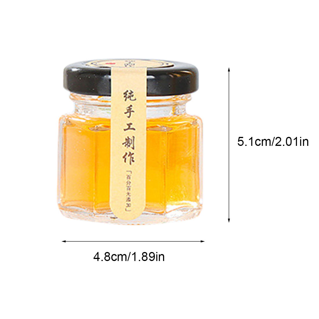10Pcs 5.1 x 4.8cm 45ml Hexagon Glass Jar Spice Jar Crafts Canning Jar for Jam Honey Jelly 2020 new arrival - Transparent
