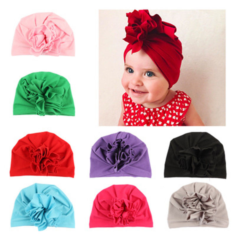 A 1 Pcs Cute Baby Hat Infant Toddler Baby Girl Bowknot Beanie Hat with Bow Candy Color Cap Turban New Born Hats Caps Accessories