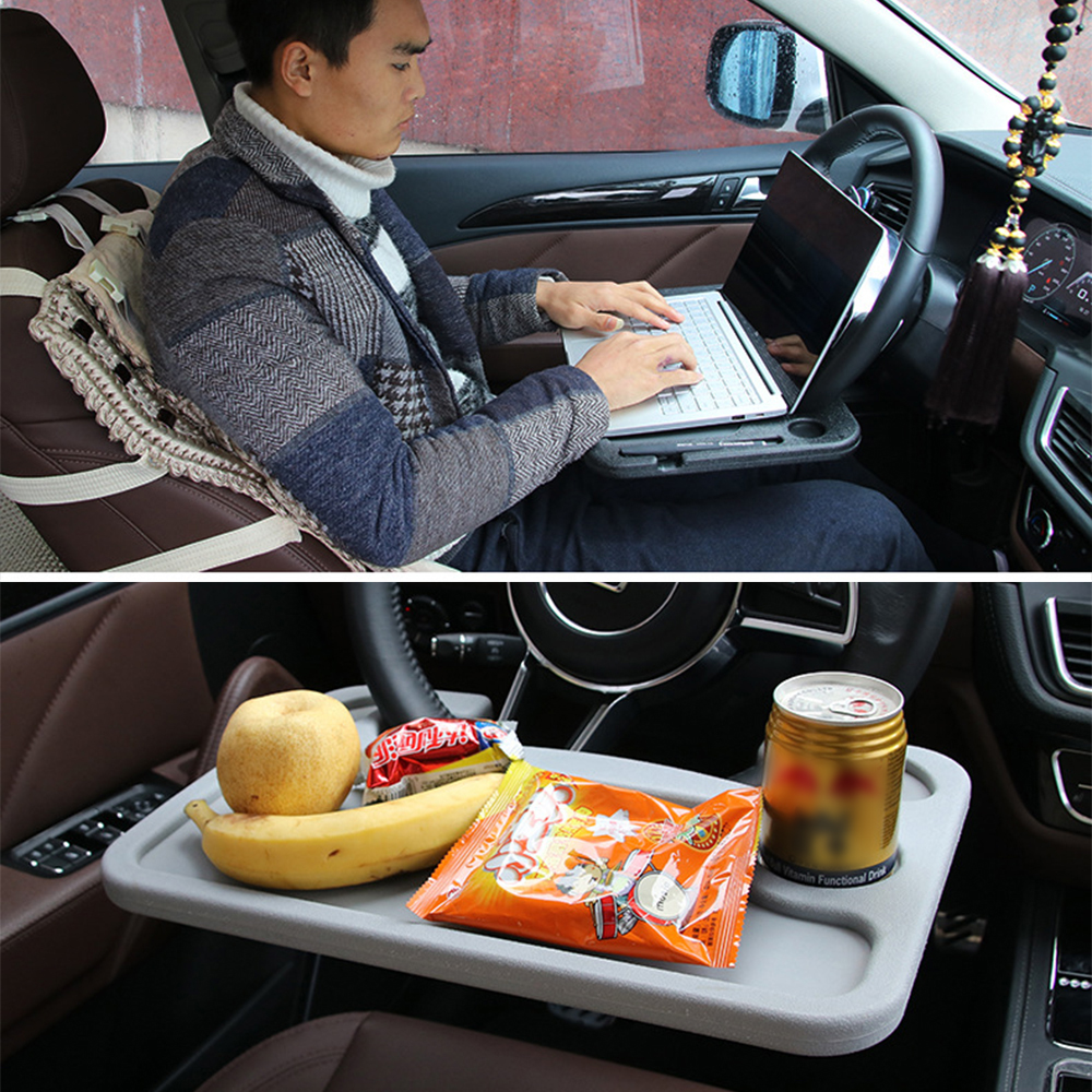 Car Steering Wheel Desk Universal Car Laptop Stand Notebook Desk Dining Table Clip Tray Drink Holder Desk Car Organizer