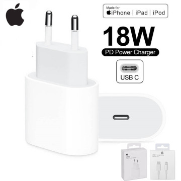 Original apple 18W PD USB Type C Charger Adapter For iPhone 11 Pro XR X XS Max 8 Plus Fast Charging USB C to lightning pd cable
