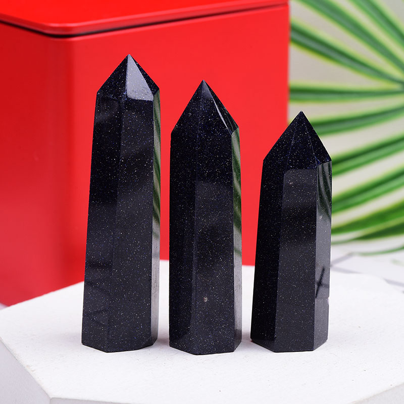 Natural Blue Sandstone Stone Hexagonal Crystal Point High Quality Rock Mineral Specimen 50-80mm Home Decoracion Collection Gifts