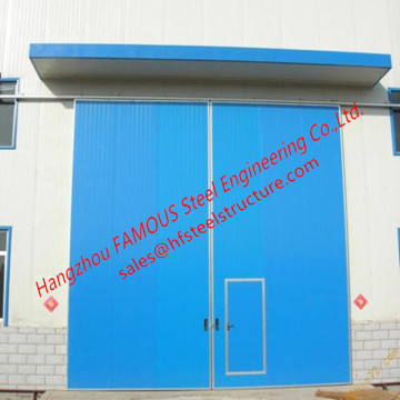 PU Foaming Industrial Automatic Handle Garage Door EPS Sandwich Panel Sliding Door For Workshop