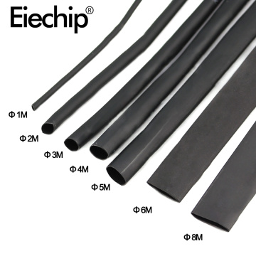 8 Meter/set Heat Shrink Tube kit 1/2/3/4/5/6/8/10mm 2:1 Black Heat Shrink Tubing Shrinkable Sleeving Wrap DIY Connector wire kit