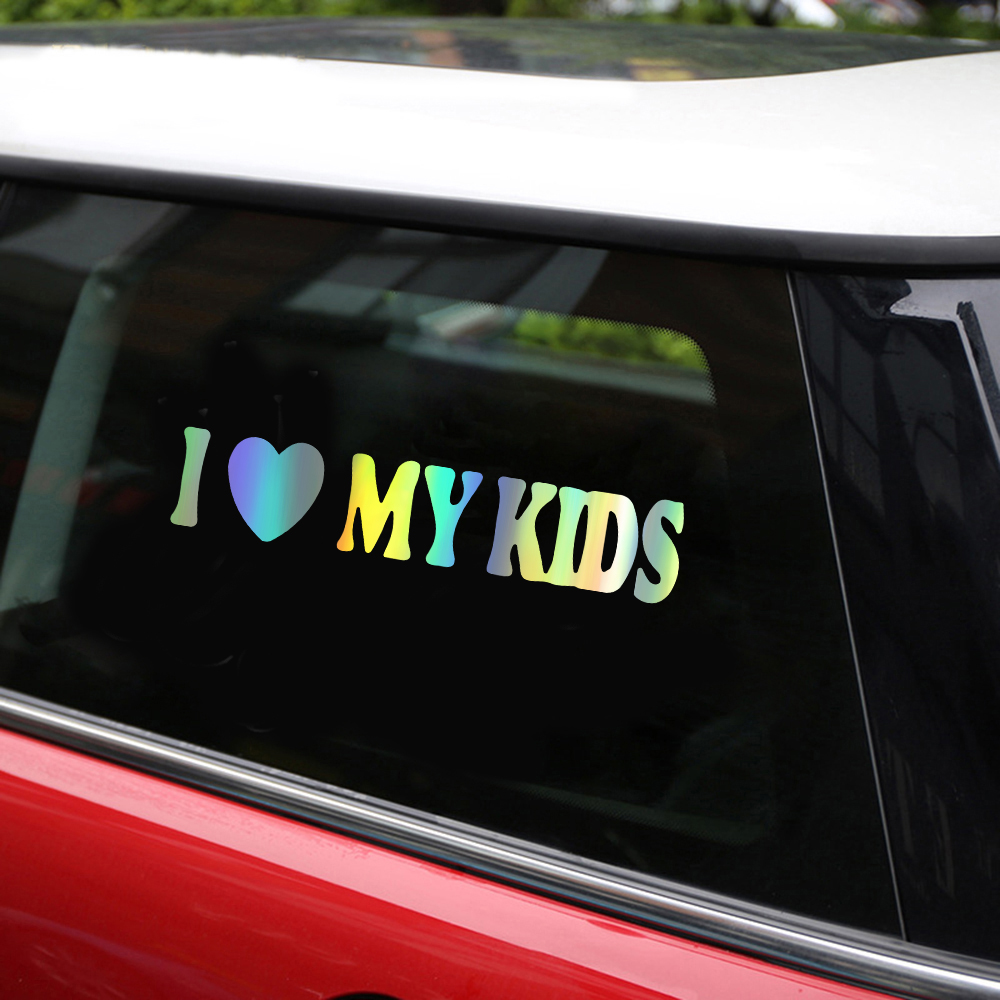 New Car Styling 18.8*4cm I Love My Kids Car Stickers Window Door Decals Vinyl Stickers for Car Decoration Accessiores