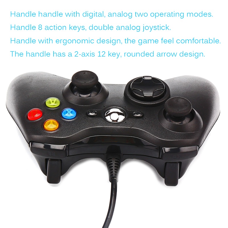 WE-890S USB Wired Controller Gamepad 360 precision 3D Joystick LED Indicator Double Vibration USB Computer Game Controller