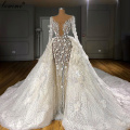 Luxury Two Pieces Wedding Dresses 2020 Long Sleeves Pearls Wedding Gowns Flowers Sequins Brides Dresses Vestidos De Novia