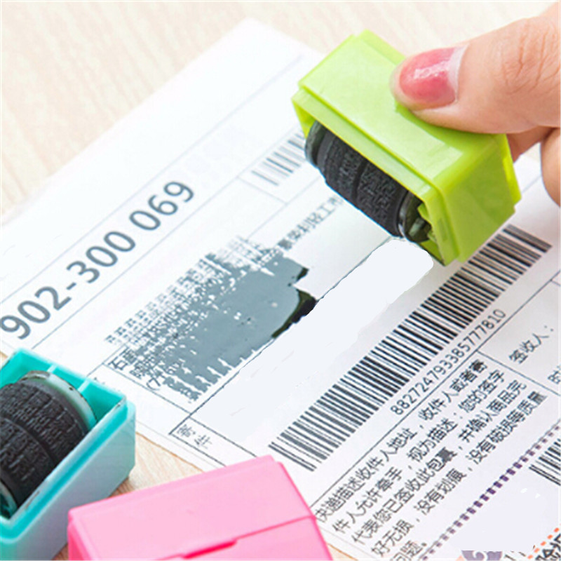 1 PC Self Inking Roller Stamp Office Messy Code Security Guard Your ID Privacy Protection Stamp