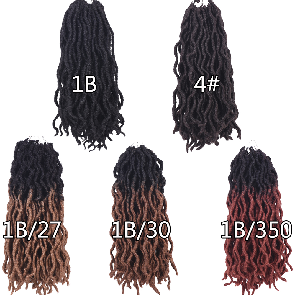 12inch Curly Goddess Faux Locs Crochet Hair Synthetic Wave Hair Ombre Braiding Hair Extensions Handmade Dreadlocks 18strands