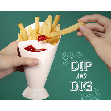 2 Grid Assorted Sauce Storage Dish Plate Tableware Creative Lazy Snack Plastic Bowl French Fry Chip Salad Cone Dipping Cup #25