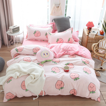 Cute Pink Peach Printed Girl Boy Kid Bed Cover Set Duvet Cover Adult Child Bed Sheets Pillowcases Comforter Bedding Set 61066