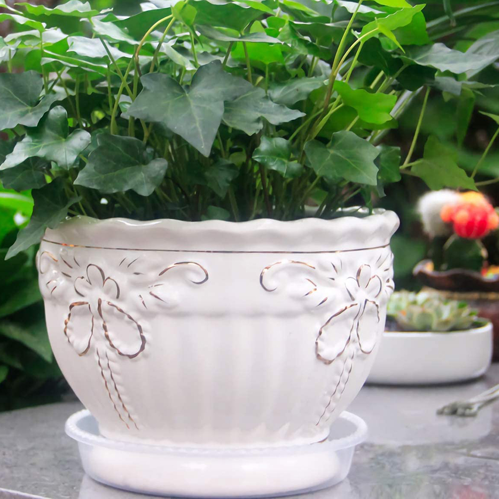 10Pcs Plastic Round Shape Flower Pot Drip Trays Planter Pallet Clear Creative Saucers Decor Home Garden Pot Case