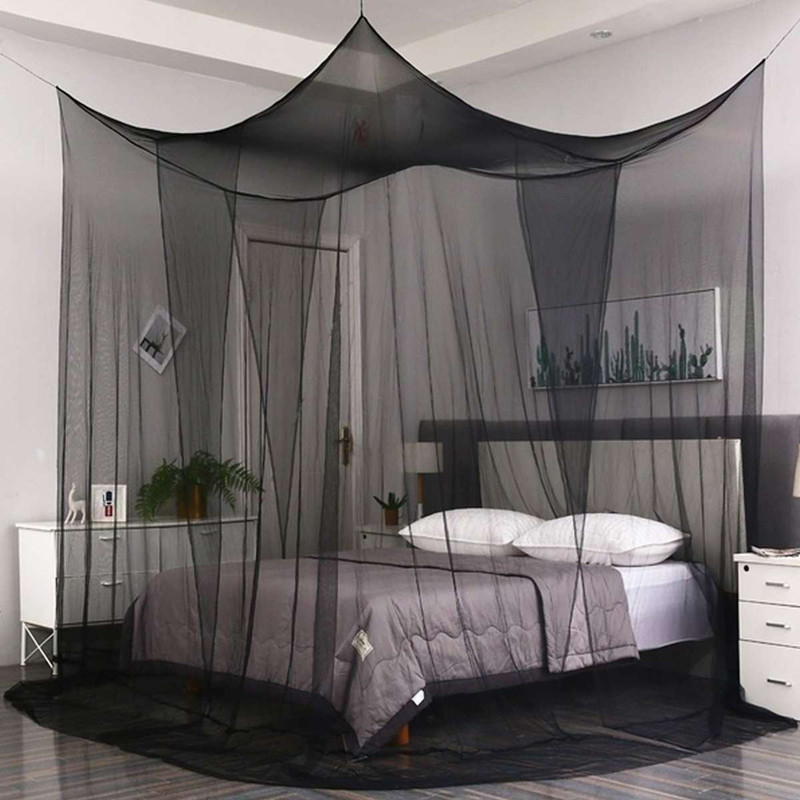 Canopy White Black Four Corner Post Student Canopy Bed Mosquito Net Netting Queen King Size