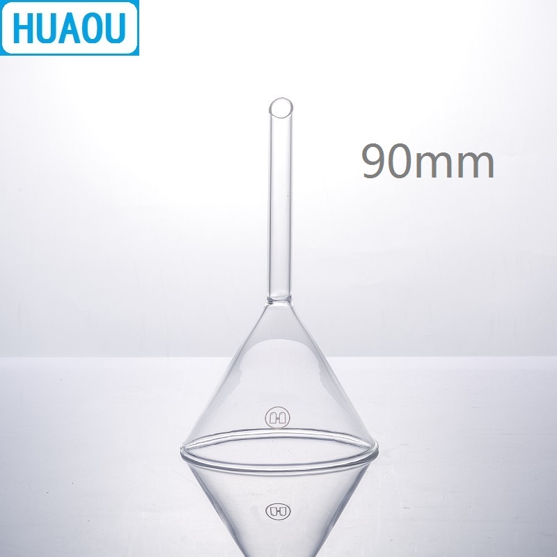 HUAOU 90mm Funnel Short Stem 60 Degree Angle Borosilicate 3.3 Glass Laboratory Chemistry Equipment