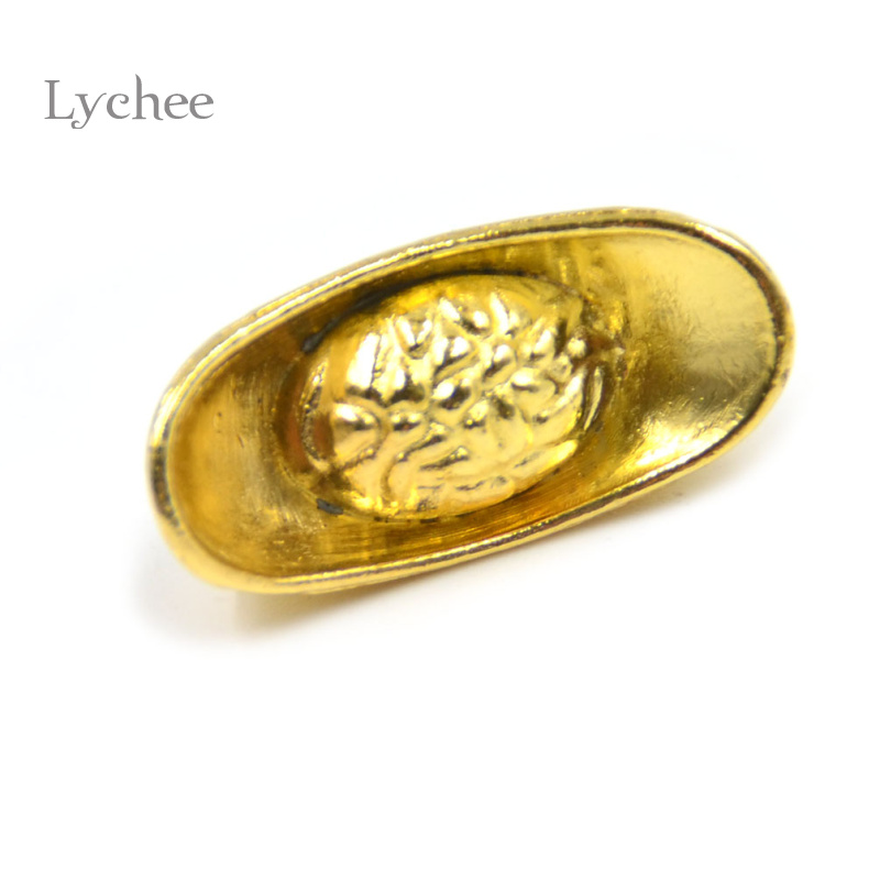 Lychee Life 10 Pieces Mascot Metal Crafts Feng Shui Auspicious Lucky Money Gold Ingot Decoration Crafts