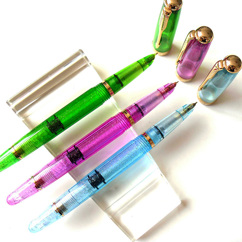 Wing Sung 618 Classic Fountain Pen Piston Transparent Authentic Quality Iridium EF/F 0.38/0.5 Outstanding Ink Pen Writing Set