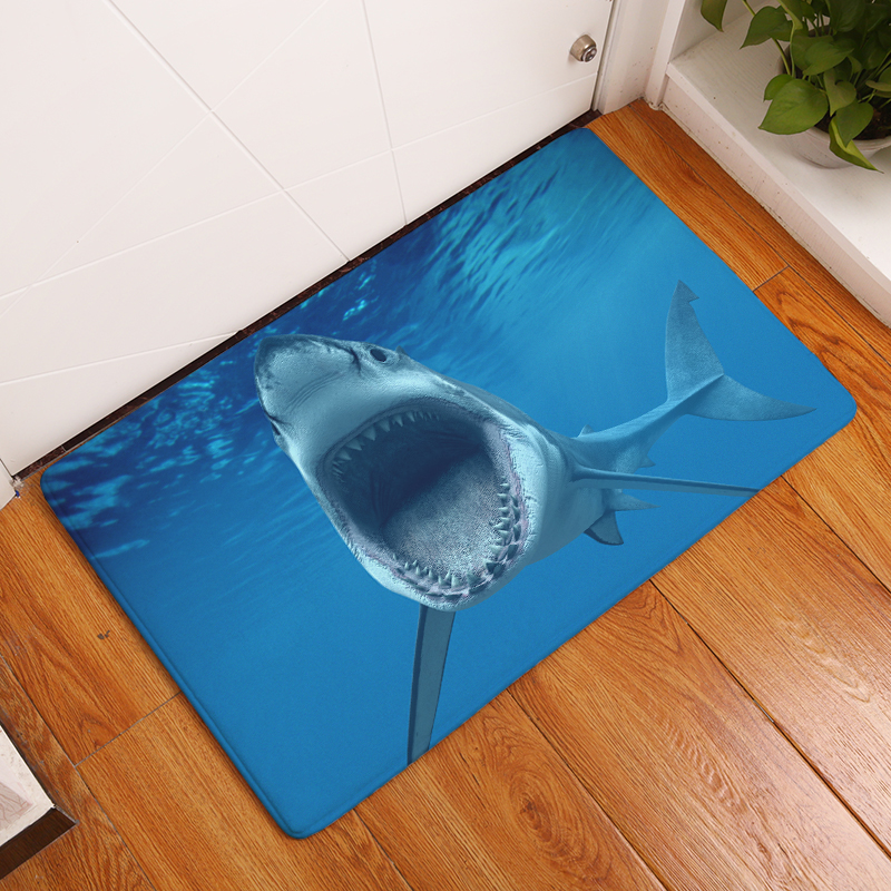 2017New HD Shark Print Carpets Anti-Slip Floor Mat Outdoor Rugs Front Door Mats 40X60 50X80 cm Doormat Carpets