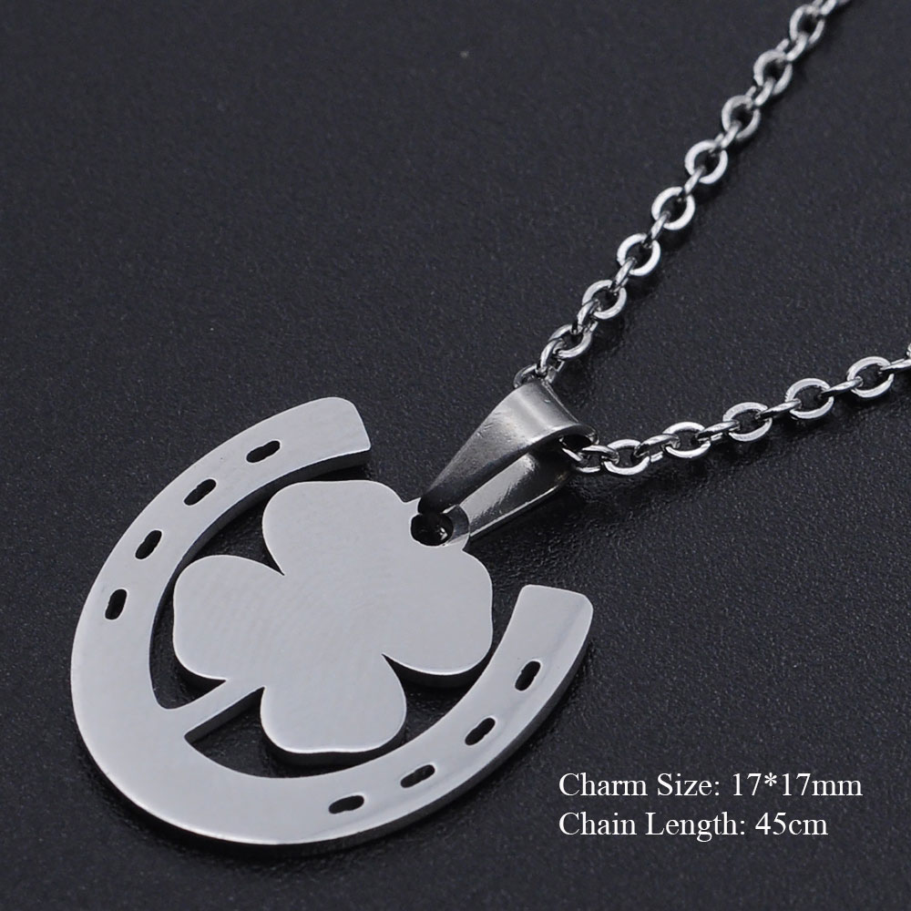 Clover Horseshoe Stainless Steel Charm Necklace for Women Dropshipping Fashion Jewelry Necklaces Wholesale Accept OEM Order