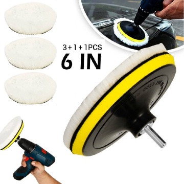 5pcs 4/6 inch Polishing Pad Wool Wheel And Mop Set For Automobile Polishing Machine For Drill Bit