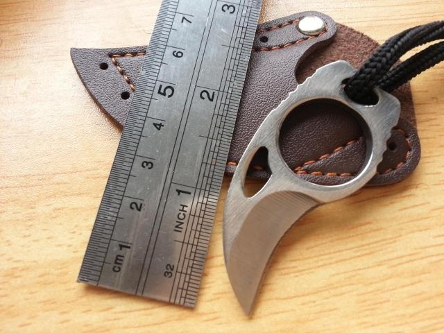 MC Pocket Karambit with leather sheath cutter Mini portable claw knife tool Outdoor camp gadget opener open Survive box package