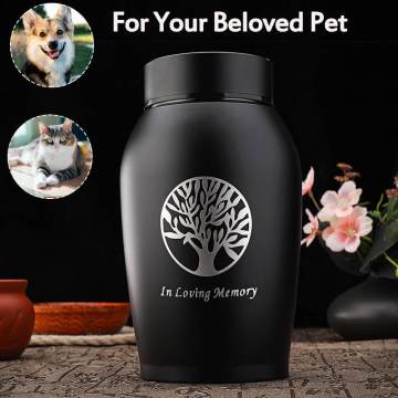 2020 Gold/Black Stainless steel Urns Pets Dog Cat Birds Mouse Cremation Ashes Urn Keepsake Casket Columbarium Pets Memorials