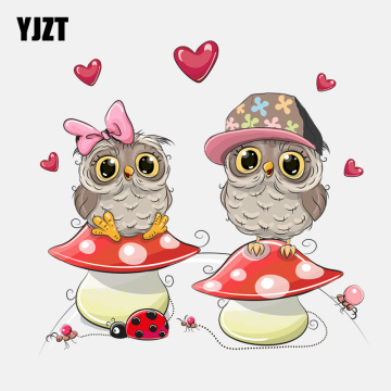 YJZT 15.7CM*15CM Cute Mushroom On The Owl PVC High Quality Car Sticker 11-01324