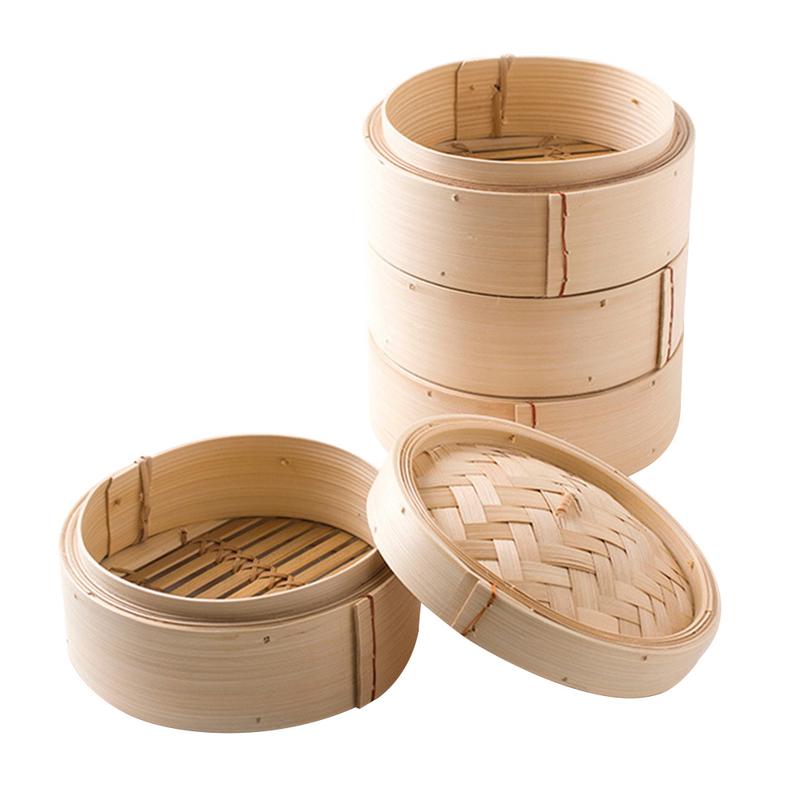 Chinese Bamboo Steamer Steamed Buns Dim Sum Rice Home Kitchen Taro Dumplings Steamer Rack Steaming Tray Cookware With Cover