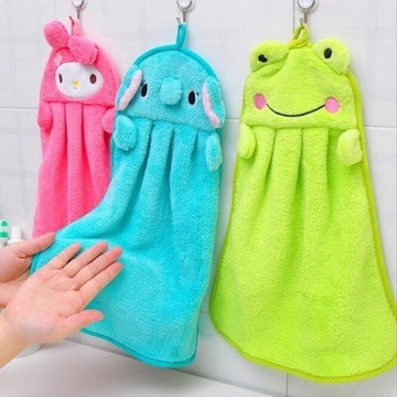 Baby Soft Plush Bath Towel Baby Nursery Hand Towel Cartoon Animal Wipe Hanging Bathing Towel For Children Bathroom