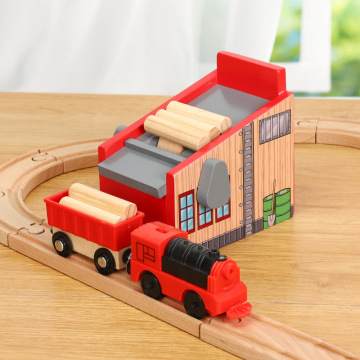 Wooden Railway Train Rail Transit Toys Lumberyard Scene Accessories Parent-child Interactive Toys Developing Children's Interest