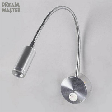 Free Shipping!LED Silver Bedside Lamp Reading Wall Lamps 3W Plumbing Trap Background 1W leds Mirror Light With Switch Adjustable
