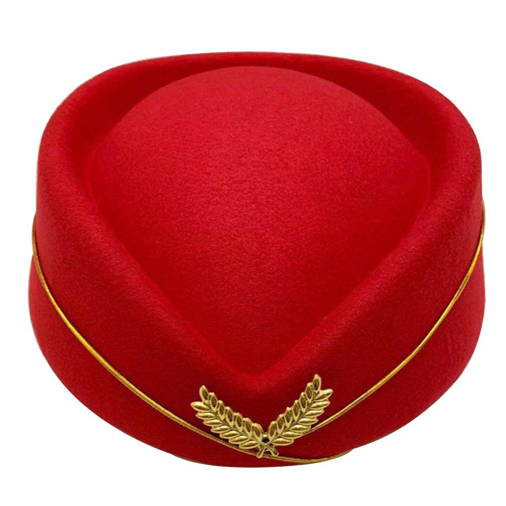 2019 Hot Sale Wool Felt Pillbox Air Hostesses Beret Hat Base Cap Airline Stewardess Sexy Formal Uniform Hat Caps Accessory