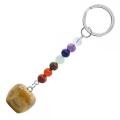 Crazy Agate 20MM Gemstone Apple Pendant Keychain with 7 Chakra Chain