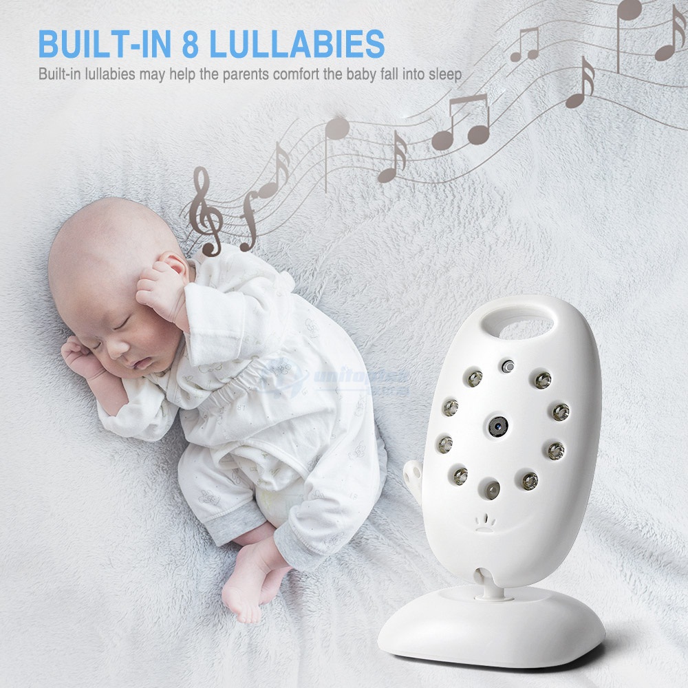 The Wireless Video Baby Monitor Night Vision IR LED 2.0 Inch Color Security Camera 2 Way Temperature Monitoring With 8 Lullaby