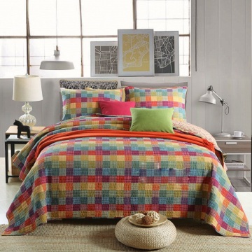 CHAUSUB Bedspreads For Bed Quilt Set 3PC Coverlet Quilted Bed Cover Washed Cotton Quilts Rainbow King Queen Size Summer Blanket