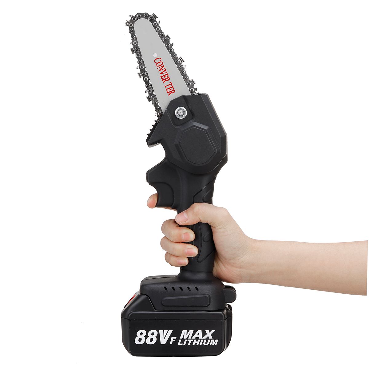 88V Electric Pruning Saw with Lithium Battery Rechargeable Mini Cordless Electric Saw Woodworking Chain Saws Garden Logging