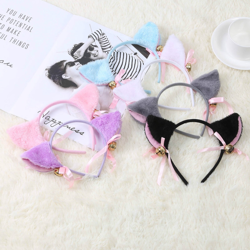6 Colors Beautiful Masquerade Halloween Cat Ears Cosplay Cat Ear Anime Party Costume Bow Tie Bell Headwear Headband Anime