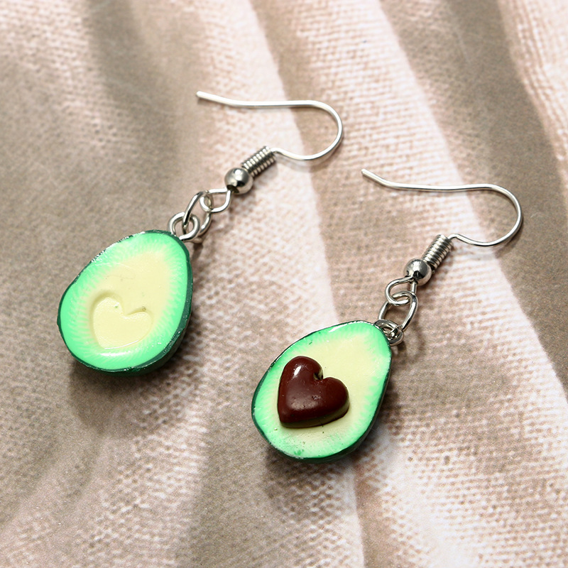 Summer Fashion Avocado Necklace & Drop Earring for Women Girls Lovely Fresh Green Fruit Chain Pendant Biomimetic Party Jewelry