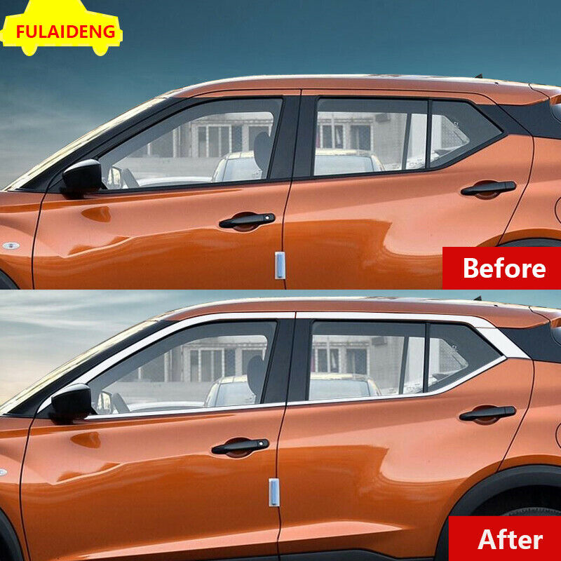 Car Accessories Chrome Door Window frame Moulding Cover Trim Strips 10Pcs For Nissan Kicks 2017-2018