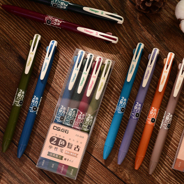 4pcs Vintage Color Gel Pens Set 2 Refills In 1 Multi Function Writing Drawing Marker Liner School Student Teacher Supplies F752