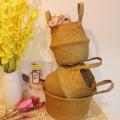 Woven Seagrass Basket Household Storage Natural Seagrass Folding For Plant Pot Basket And Laundry Storage And Grocery Basket