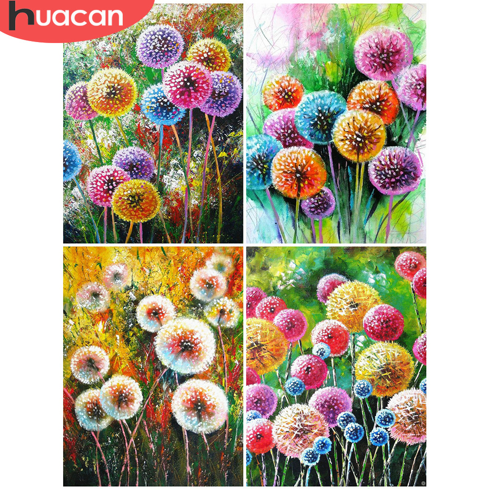 HUACAN 5D Diamond Painting Dandelion Picture Of Rhinestones Diamond Embroidery Landscape Full Square/Round Mosaic Stones Craft