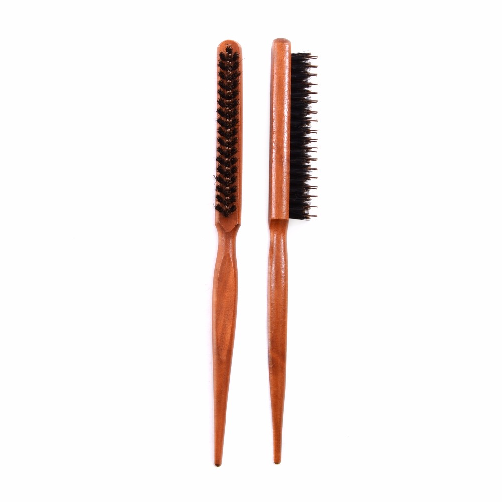 Wood Handle Hair Brush Natural Boar Fluffy Bristle Anti Loss Comb Hairdressing Barber Tool Teasing Bristle Salon Hairbrushh