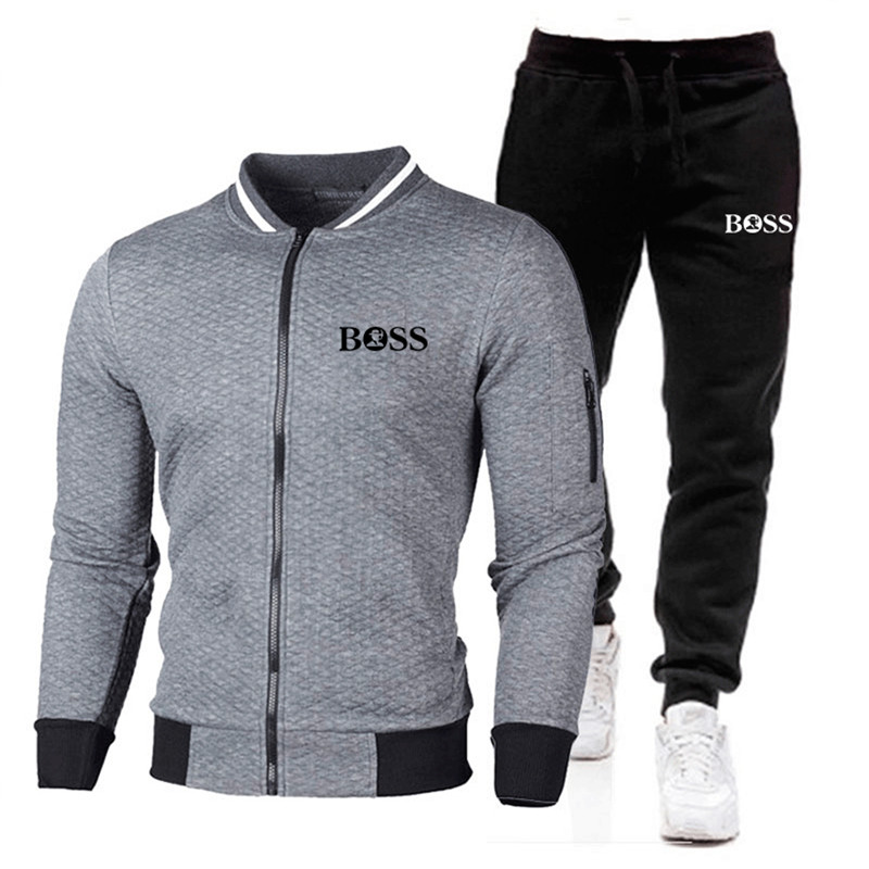 Men Casual Sets 2020 Winter New Brand Splice Jogger Tracksuit Zipper Hoodies+Pants 2PC Sets Men's Sportswear Sport Suit Clothing